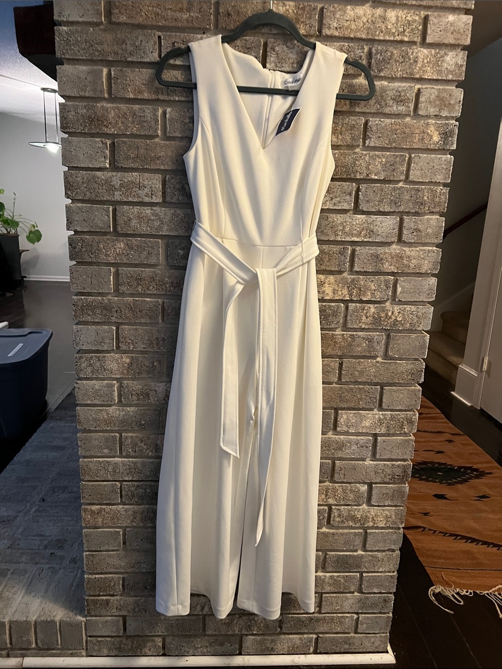 NEW! Calvin Klein Sleeveless White Belted Jumpsuit